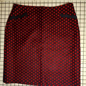 Talbot Skirt Navy with Red dots. Size 6p has pockets